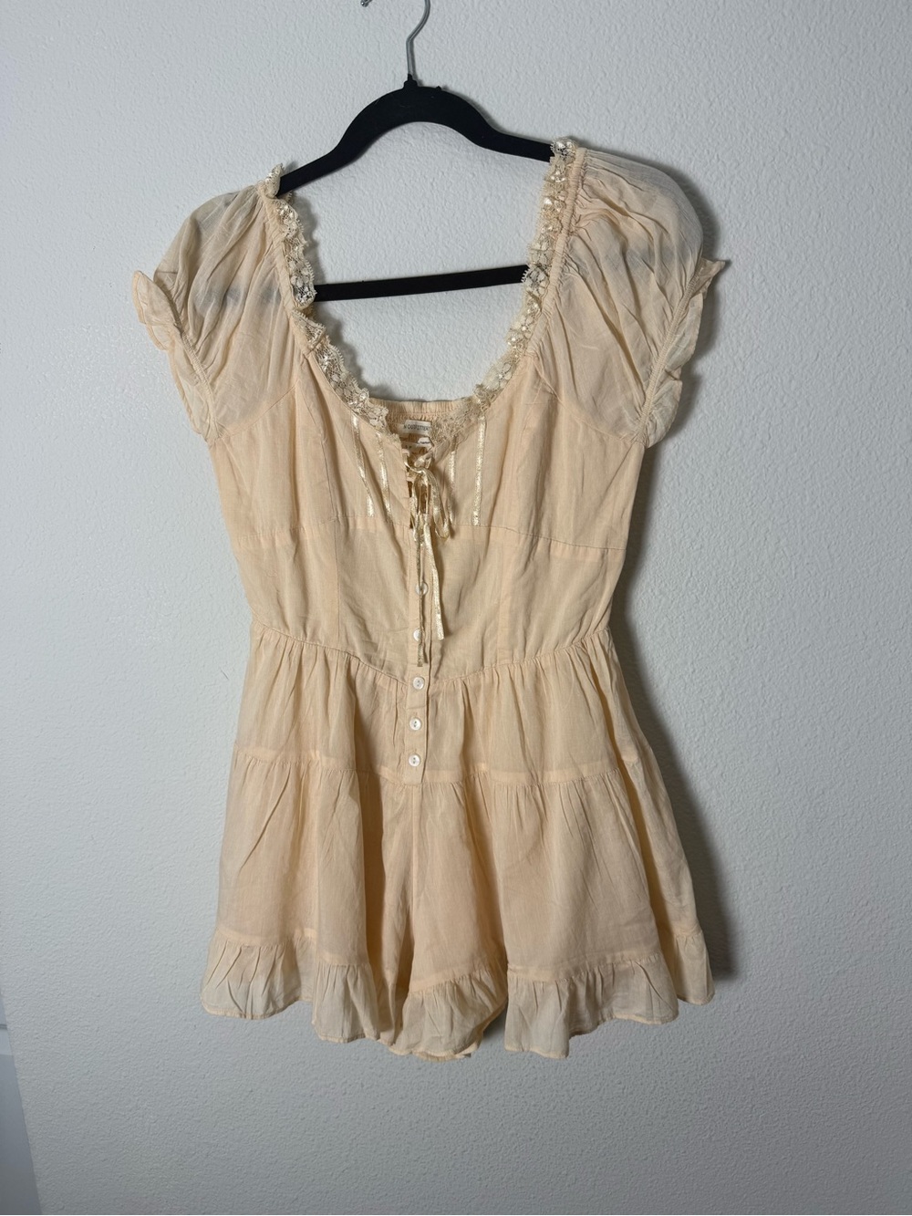 Urban Outfitters New With Tags Peach Lace-Trim Tiered Babydoll Dress
